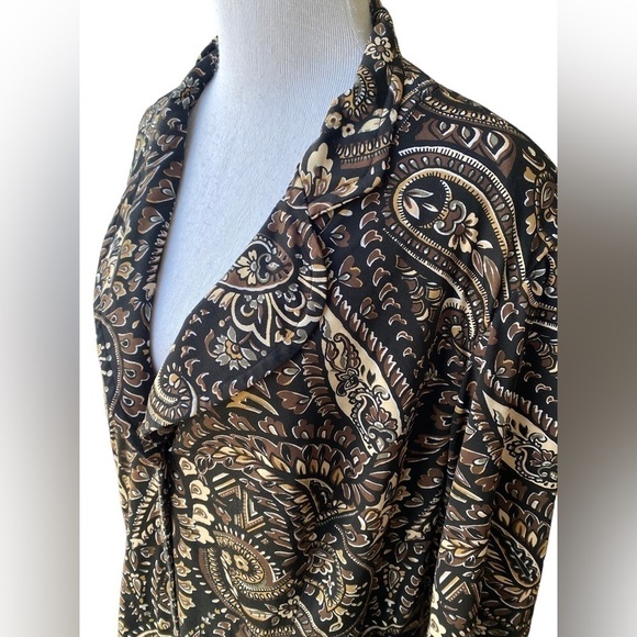 JOAN RIVERS Collared Paisley Brown & Black Women's Lined Button Up Blazer Sz. 2X - Picture 2 of 10